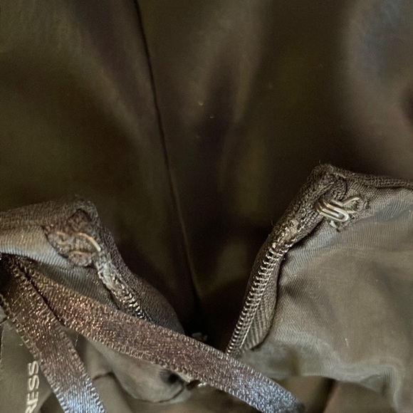 JONES NEW YORK DRESS 14 Black Satin Midi Cocktail Dress Fit and Flair NWT - Picture 9 of 14